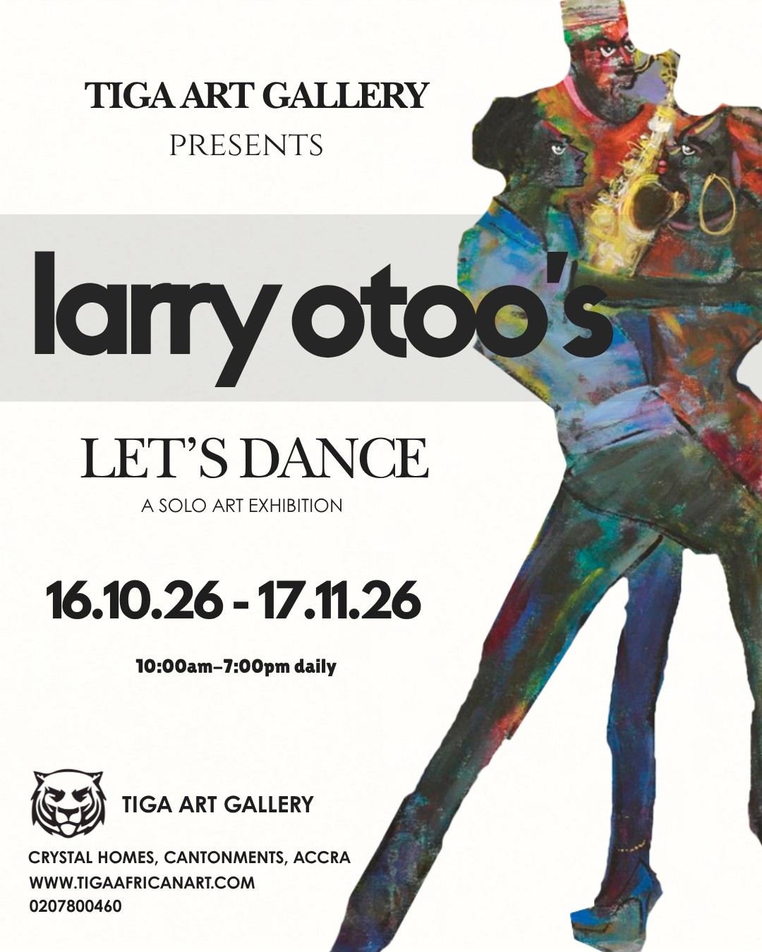 Larry Otoo's Let's Dance, a solo exhibition at Tiga Art Gallery, 16 October to 17 November 2026