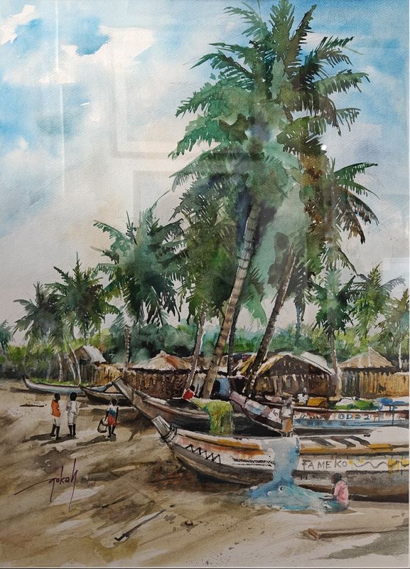 Shoreline by Augustine Gokah, acrylic on canvas