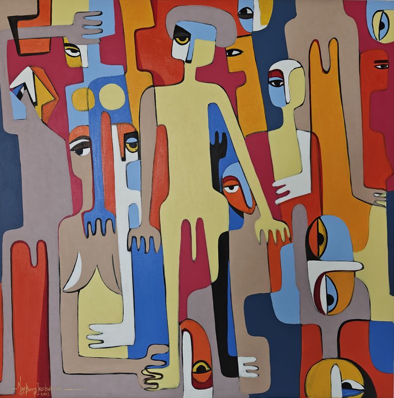 The Concubines by Barry Nze, acrylic on canvas