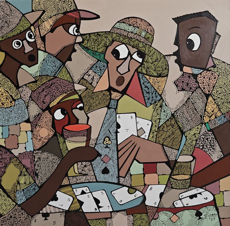 Club Of The Gurus by Ben Agbee, acrylic on canvas