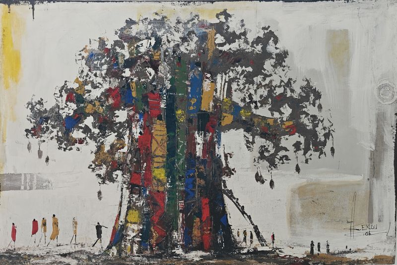 The Colours Of Baobab by Gabriel Eklou, acrylic on canvas
