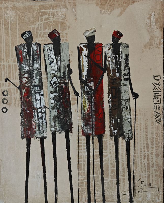 The Elders by Gabriel Eklou, acrylic on canvas