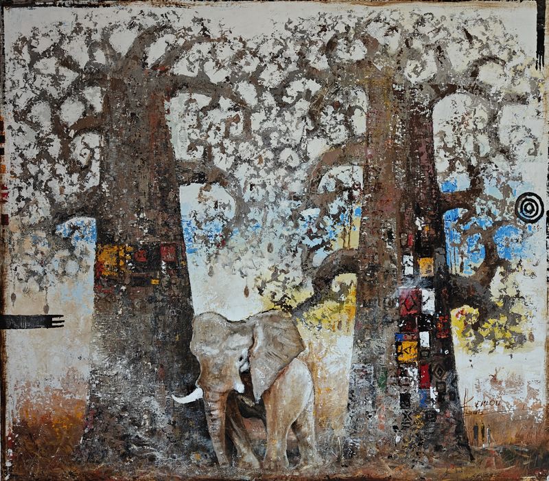 The Great Elephant by Gabriel Eklou, acrylic on canvas