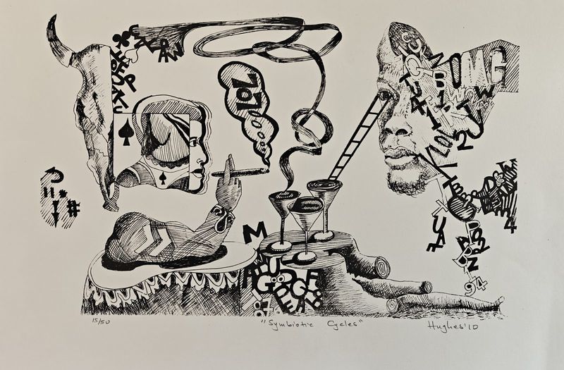 Symbiotic Cycles by George Hughes, screen print on paper