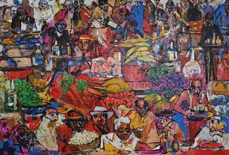 Fiesta by Larry Otoo, acrylic on canvas